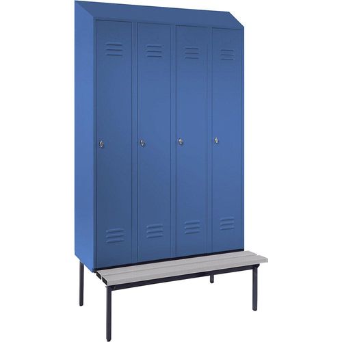 4250618256733 - Spind Berlin 2 Sitzbank 4 Abteile lichtblau B 1200 mm untergebaut Kunststoff Schrägdach 4250618256733 - Spind Berlin 2 Sitzbank 4 Abteile lichtblau B 1200 mm untergebaut Kunststoff Schrägdach