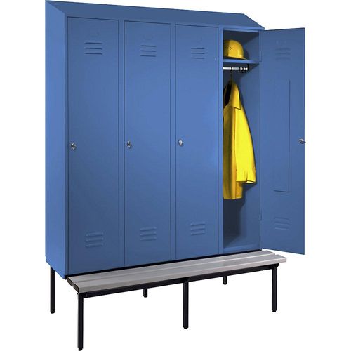 4250618256795 - Spind Berlin 2 Sitzbank 4 Abteile lichtblau B 1600 mm untergebaut Kunststoff Schrägdach