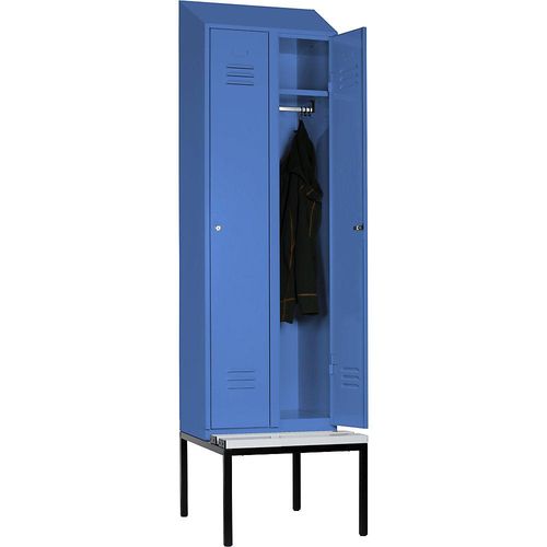 4250618256498 - Spind Berlin 2 Sitzbank 2 Abteile lichtblau B 600 mm untergebaut Kunststoff Schrägdach 4250618256498 - Spind Berlin 2 Sitzbank 2 Abteile lichtblau B 600 mm untergebaut Kunststoff Schrägdach