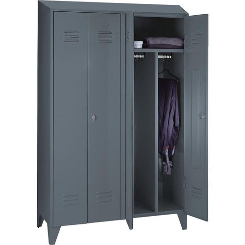 4250618256337 - Schwarz-Weiß-Spind Berlin 2 2 Abteile blaugrau Breite 1200 mm schräge Dachform 4250618256337 - Schwarz-Weiß-Spind Berlin 2 2 Abteile blaugrau Breite 1200 mm schräge Dachform