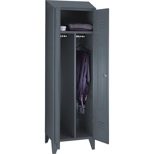4250618256306 - Schwarz-Weiß-Spind Berlin 2 1 Abteil blaugrau Breite 600 mm schräge Dachform