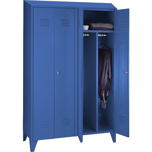 4250618256344 - Schwarz-Weiß-Spind Berlin 2 2 Abteile lichtblau Breite 1200 mm schräge Dachform