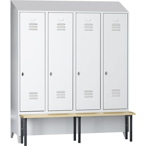4250618256832 - Spind Berlin 2 Sitzbank 4 Abteile lichtgrau B 1600 mm vorgebaut Buchenholz Schrägdach 4250618256832 - Spind Berlin 2 Sitzbank 4 Abteile lichtgrau B 1600 mm vorgebaut Buchenholz Schrägdach