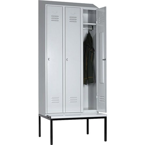 4250618256627 - Spind Berlin 2 Sitzbank 3 Abteile lichtgrau B 900 mm untergebaut Kunststoff Schrägdach 4250618256627 - Spind Berlin 2 Sitzbank 3 Abteile lichtgrau B 900 mm untergebaut Kunststoff Schrägdach