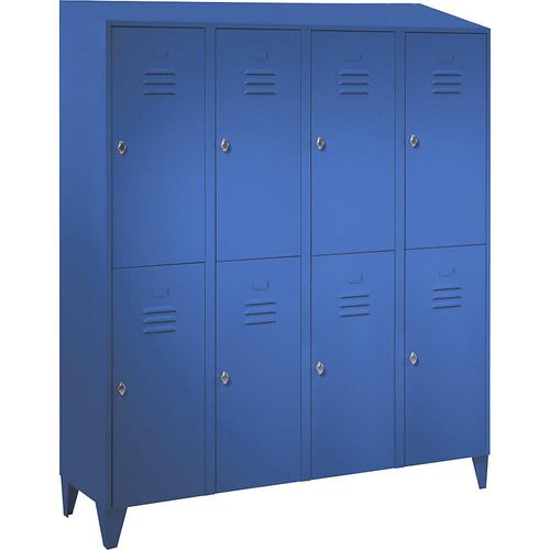 4250618256047 - Doppelstock-Spind Berlin 2 4 Abteile lichtblau Breite 1600 mm schräge Dachform 4250618256047 - Doppelstock-Spind Berlin 2 4 Abteile lichtblau Breite 1600 mm schräge Dachform