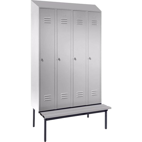 4250618256740 - Spind Berlin 2 Sitzbank 4 Abteile lichtgrau B 1200 mm untergebaut Kunststoff Schrägdach 4250618256740 - Spind Berlin 2 Sitzbank 4 Abteile lichtgrau B 1200 mm untergebaut Kunststoff Schrägdach