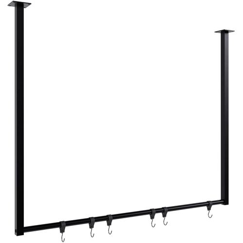 4255716350956 - Kleiderstange Fenton mit 6 Kleiderhaken I Kleiderständer für Deckenmontage I Garderobenstange aus Metall