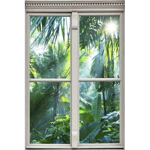 4049009361671 - Wandsticker QUEENCE Regenwald grün B40cm H60cm T01cm Wandtattoos Wandsticker Wandbild selbstklebend 3D Fenster