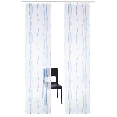 6920192975341 - Schiebegardine MY HOME Dimona Gr 4 weiß (weiß blau) B57cm H245cm Voile Polyester Gardinen 2-er Set Fertiggardine mit Befestigungszubehör Wellen 6920192975341 - Schiebegardine MY HOME Dimona Gr 4 weiß (weiß blau) B57cm H245cm Voile Polyester Gardinen 2-er Set Fertiggardine mit Befestigungszubehör Wellen