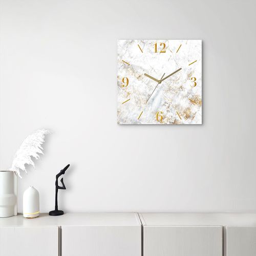 4062144890585 - Wanduhr Marmor Wanduhren Gr B H T 30 cm x 30 cm x 03 cm Quarzuhr weiß Wanduhren analog 30 cm