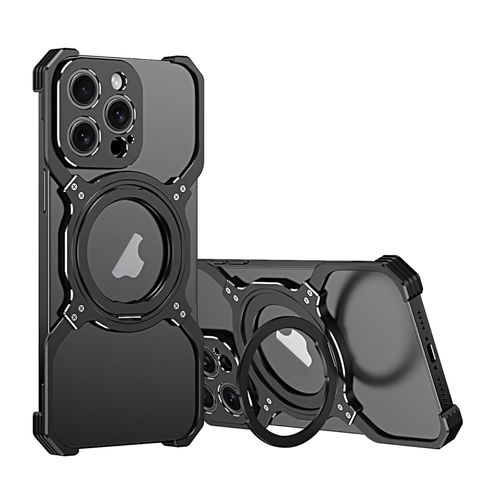 4255785136086 - Für Apple iPhone 16 Pro Metall Hülle Mechanischer Arm MagSafe Halter