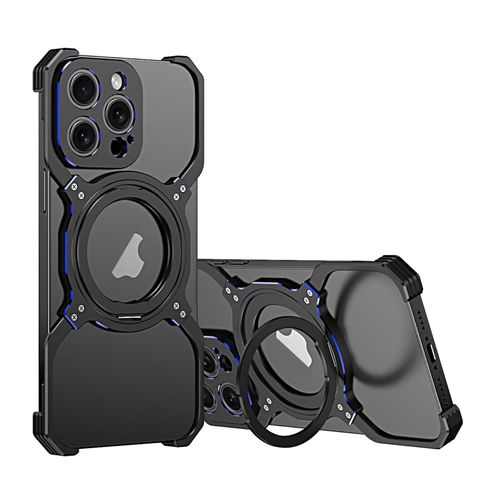 4255785136130 - Für Apple iPhone 16 Pro Max Metall Hülle Mechanischer MagSafe Halter