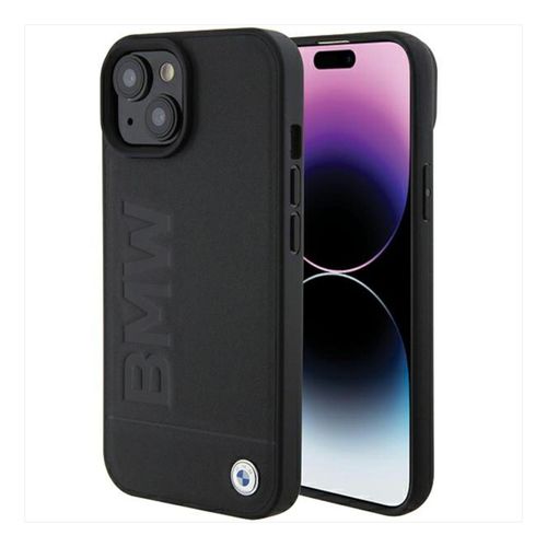 3666339170820 - Apple iPhone 15 Plus Schutzhülle Case Leather Hot Stamp Schwarz