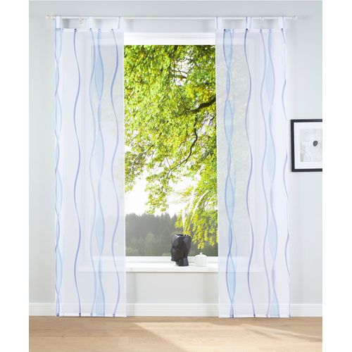 6920192975280 - Schiebegardine MY HOME Dimona Gr 4 weiß (weiß blau) B57cm H245cm Voile Polyester Gardinen 2er-Set Fertiggardine inkl Beschwerungsstange Wellen 6920192975280 - Schiebegardine MY HOME Dimona Gr 4 weiß (weiß blau) B57cm H245cm Voile Polyester Gardinen 2er-Set Fertiggardine inkl Beschwerungsstange Wellen