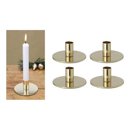 4251888517180 - 4er-Set Stabkerzenhalter Metall Gold 10x5cm Home Deko weihnachtliche Tischdeko Kerzenständer Kerzenpin scandic chic Vintage Kerzenhalter Retro Wohnzimmerdekoration Dekoschale