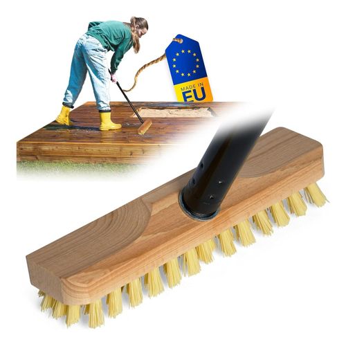 4251888522559 - Schrubber aus Holz mit Borsten Wischer mit Gewinde und Schraub- Steckstiel vierteilig Scheuerbürste PPN Boden Bürste Ideal für Reinigung von Balkon Terrasse Garten Innen & Außenbereich 4251888522559 - Schrubber aus Holz mit Borsten Wischer mit Gewinde und Schraub- Steckstiel vierteilig Scheuerbürste PPN Boden Bürste Ideal für Reinigung von Balkon Terrasse Garten Innen & Außenbereich