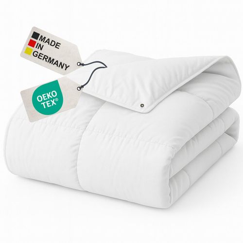 4255636668087 - NYVI 4-Jahreszeiten Bettdecke Deluxe Mikrofaser Feinbatist mit Peach Touch - 3in1 Sommerdecke & Übergangsdecke & Winterdecke FarbeWeiß Größe155x240 cm