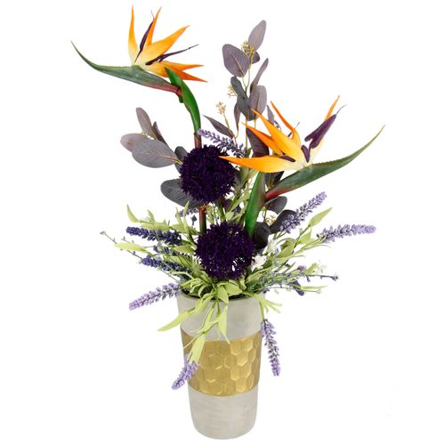 4019844809515 - Kunstblume IGEA Gesteck aus Strelitzie Allium und Lavendel orange B34cm H70cm L30cm Polyester Kunstpflanzen