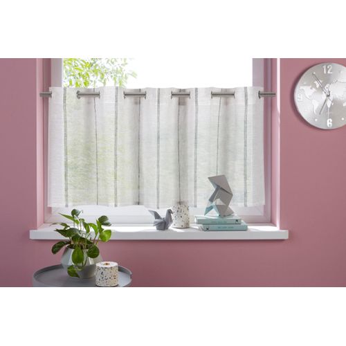 6941446612287 - Scheibengardine MY HOME Clea Gr 2 grau (grau dunkelgrau) B120cm H30cm Polyester Gardinen Polyester mit Längsstreifen in grober Struktur