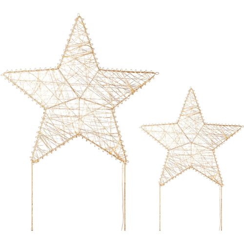 4064118184645 - LED Dekofigur CREATIV DECO LUMIA Deko-Objekt Stern Lampen Gr 80 flammig Ø 50 cm 2 St beige (champagnerfarben) Dekofiguren Weihnachtsdeko Batteriebetrieb