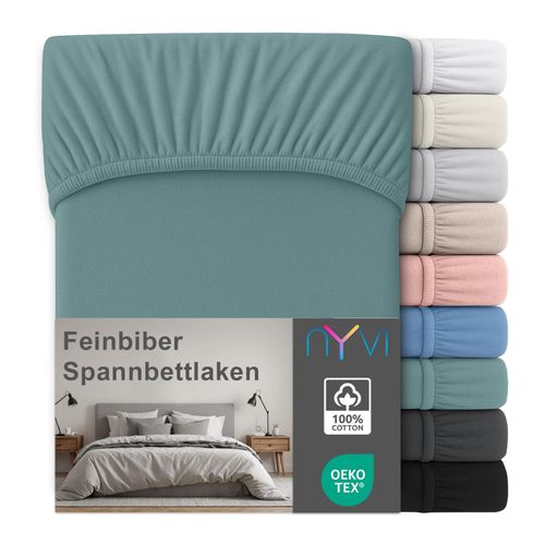 4255636667431 - NYVI Feinbiber Spannbettlaken Deluxe für Matratzen bis 25 cm Steghöhe - Extra Warm & Weich 100% Baumwolle Bügelfrei Vorgekrumpft Größe100x200 cm FarbeLindgrün 4255636667431 - NYVI Feinbiber Spannbettlaken Deluxe für Matratzen bis 25 cm Steghöhe - Extra Warm & Weich 100% Baumwolle Bügelfrei Vorgekrumpft Größe100x200 cm FarbeLindgrün
