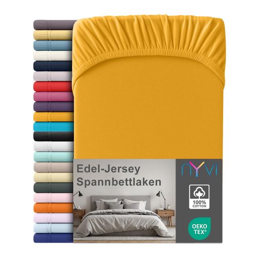4255636667134 - NYVI Edel Jersey Spannbettlaken Deluxe für Matratzen bis 25 cm Steghöhe - 100% Baumwolle supergekämmt 140g m² Rundumgummizug FarbeGold Größe90-100 x 200 cm 4255636667134 - NYVI Edel Jersey Spannbettlaken Deluxe für Matratzen bis 25 cm Steghöhe - 100% Baumwolle supergekämmt 140g m² Rundumgummizug FarbeGold Größe90-100 x 200 cm