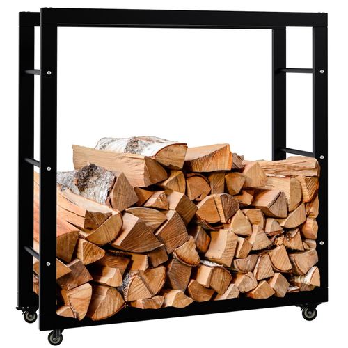 4255716340650 - Kaminholzständer Keri mit Rollen I Kaminholzregal aus schwarzem Metall I Aufbewahrung für Brennholz 4255716340650 - Kaminholzständer Keri mit Rollen I Kaminholzregal aus schwarzem Metall I Aufbewahrung für Brennholz