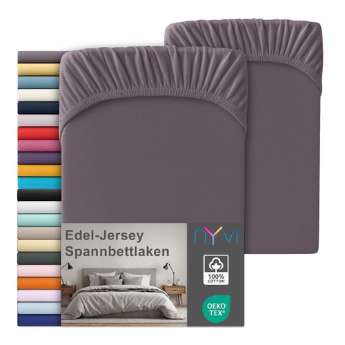4255636668940 - NYVI Edel Jersey Spannbettlaken Deluxe für Matratzen bis 25 cm Steghöhe - 100% Baumwolle supergekämmt 140g m² Rundumgummizug FarbeGraphit Größe140-160 x 220 cm (2er Set) 4255636668940 - NYVI Edel Jersey Spannbettlaken Deluxe für Matratzen bis 25 cm Steghöhe - 100% Baumwolle supergekämmt 140g m² Rundumgummizug FarbeGraphit Größe140-160 x 220 cm (2er Set)