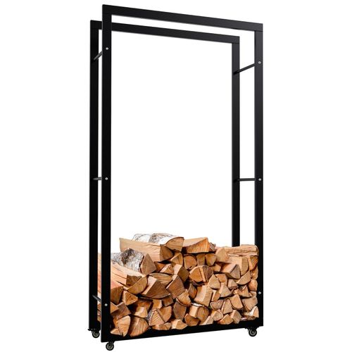 4255716340513 - Kaminholzständer Keri mit Rollen I Kaminholzregal aus schwarzem Metall I Aufbewahrung für Brennholz 4255716340513 - Kaminholzständer Keri mit Rollen I Kaminholzregal aus schwarzem Metall I Aufbewahrung für Brennholz