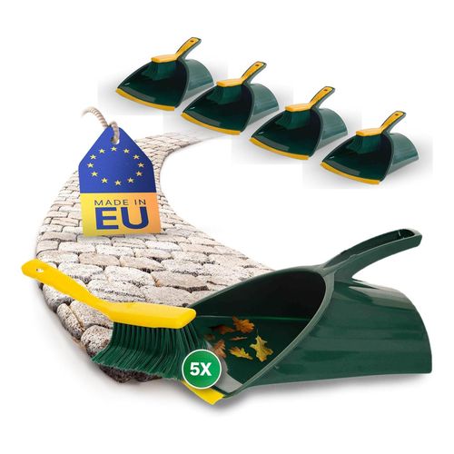 0745114601629 - 5X Kehrgarnitur Jumbo Krallengarnitur 2-TLG Set Kunststoff Grün Gelb Gebogene Borsten Kehrset Kehrschaufel Handfeger (Kehrgarnitur Krallenfeger 5) 0745114601629 - 5X Kehrgarnitur Jumbo Krallengarnitur 2-TLG Set Kunststoff Grün Gelb Gebogene Borsten Kehrset Kehrschaufel Handfeger (Kehrgarnitur Krallenfeger 5)