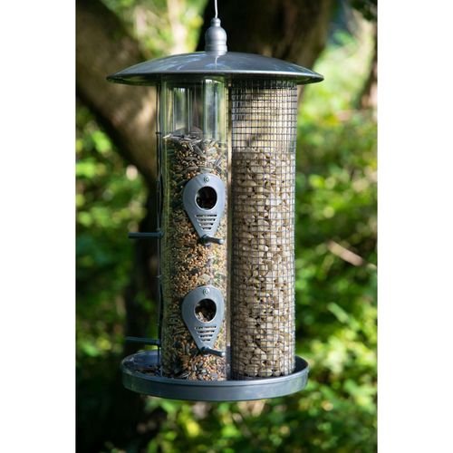 4042085115152 - dobar Multifunktions-Futterspender mit 3 Futtersäulen 215 x 215 x 365 cm Metall Grau 4042085115152 - dobar Multifunktions-Futterspender mit 3 Futtersäulen 215 x 215 x 365 cm Metall Grau