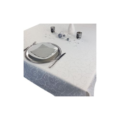 4260732721833 - NYVI Tafeldecke Premium 150x250 cm mit edlen Ornamenten FarbeWeiß