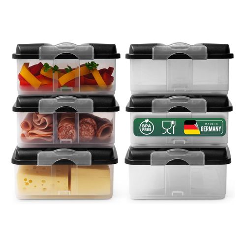 4251888542199 - Novaliv 6x Frischhaltedosen groß mit 6x Deckel stapelbar für Kühlschrank & Gefrierfach Vorratsdosen Set Aufbewahrungsbox Organizer für Aufschnitt Wurst Käse Obst Gemüse Meal-Prep Dosen Box