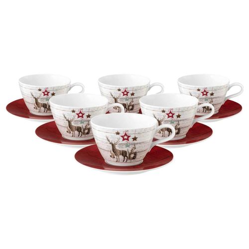 4262517049613 - Milchkaffeetassen mit Untertassen Life Christmas 370 ml 6er Set