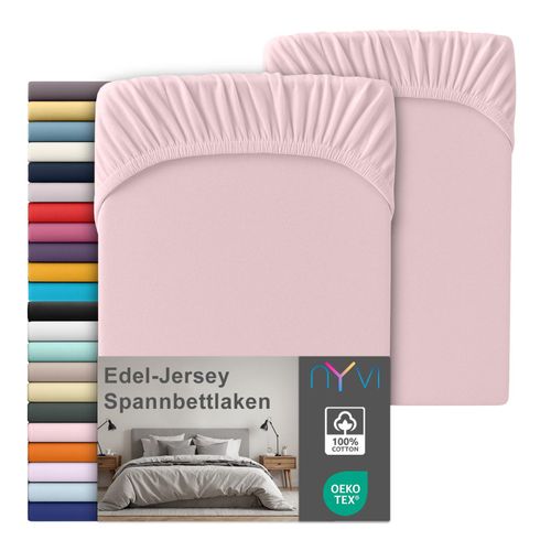 4255636668711 - NYVI Edel Jersey Spannbettlaken Deluxe für Matratzen bis 25 cm Steghöhe - 100% Baumwolle supergekämmt 140g m² Rundumgummizug FarbeRosa Größe140-160 x 200 cm (2er Set) 4255636668711 - NYVI Edel Jersey Spannbettlaken Deluxe für Matratzen bis 25 cm Steghöhe - 100% Baumwolle supergekämmt 140g m² Rundumgummizug FarbeRosa Größe140-160 x 200 cm (2er Set)
