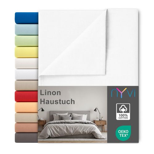 4255636667578 - NYVI Linon Deluxe Bettlaken ohne Gummizug aus 100% atmungsaktiver Baumwolle - Betttuch auch als Sommerdecke nutzbar FarbeWeiß Größe150x250 cm 4255636667578 - NYVI Linon Deluxe Bettlaken ohne Gummizug aus 100% atmungsaktiver Baumwolle - Betttuch auch als Sommerdecke nutzbar FarbeWeiß Größe150x250 cm