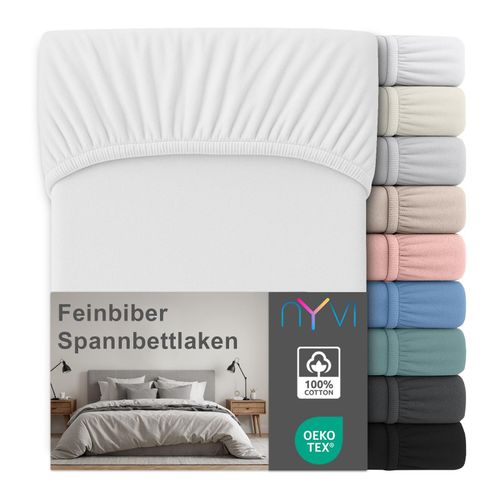 4255636667257 - NYVI Feinbiber Spannbettlaken Deluxe für Matratzen bis 25 cm Steghöhe - Extra Warm & Weich 100% Baumwolle Bügelfrei Vorgekrumpft FarbeWeiß Größe180x200 cm 4255636667257 - NYVI Feinbiber Spannbettlaken Deluxe für Matratzen bis 25 cm Steghöhe - Extra Warm & Weich 100% Baumwolle Bügelfrei Vorgekrumpft FarbeWeiß Größe180x200 cm