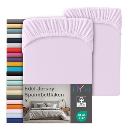4255636668735 - NYVI Edel Jersey Spannbettlaken Deluxe für Matratzen bis 25 cm Steghöhe - 100% Baumwolle supergekämmt 140g m² Rundumgummizug FarbeFlieder Größe90-100 x 200 cm (2er Set) 4255636668735 - NYVI Edel Jersey Spannbettlaken Deluxe für Matratzen bis 25 cm Steghöhe - 100% Baumwolle supergekämmt 140g m² Rundumgummizug FarbeFlieder Größe90-100 x 200 cm (2er Set)