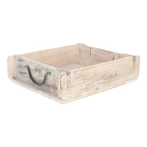 4251888528575 - Novaliv Holzkiste Vintage Weiß 30 x 25 x 8 cm Alte Ziegelform Holz Groß Allzweckkiste aus recyceltem Altholz Jede Form EIN Unikat ? Vintage Kiste Deko
