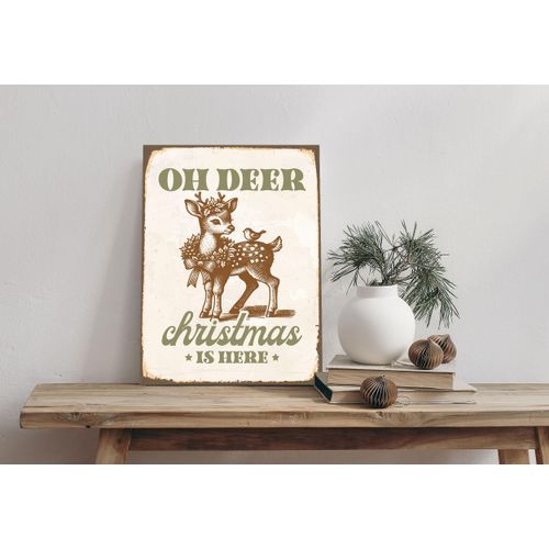 4067437115321 - Alu-Dibond-Druck QUEENCE Rehkitz braun (farbe bild(er) braun) B20cm H30cm T02cm Alu Dibond Bilder Deer Christmas Schild