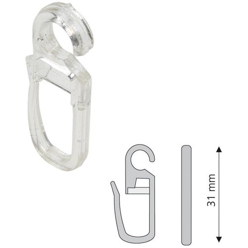 4016318039379 - Faltenclip LIEDECO transparent H31cm Kunststoff Gardinenbefestigungen Faltenlegehaken für Gardinenringe