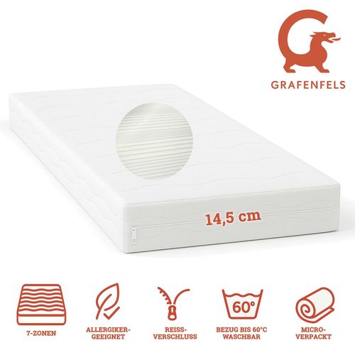 4251789611437 - Grafenfels Matratze Silber 90x200 extra fest 145cm hoch 7-Zonen 4251789611437 - Grafenfels Matratze Silber 90x200 extra fest 145cm hoch 7-Zonen