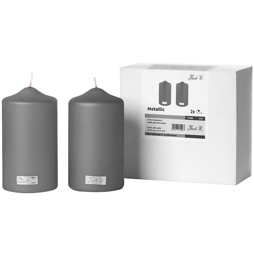 4042911725081 - Stumpenkerze FINK CANDLE grau H15cm Ø8cm Kerzen