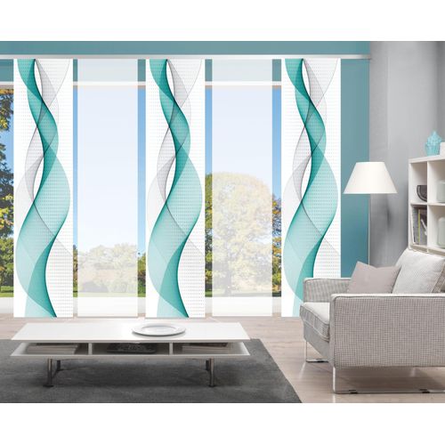 4056751343725 - Schiebegardine HOME WOHNIDEEN OPALIA 5ER SET Gr 1 blau (türkis) B60cm H245cm Microfaser Polyester Gardinen HxB 245x60