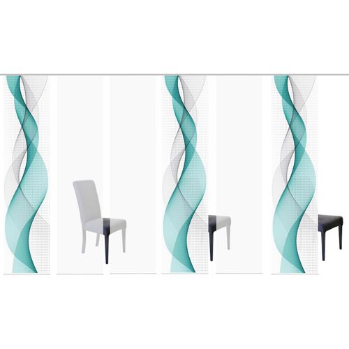 4056751343763 - Schiebegardine HOME WOHNIDEEN OPALIA 6ER SET Gr 1 blau (türkis) B60cm H245cm Microfaser Polyester Gardinen HxB 245x60