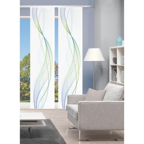 4056751298124 - Schiebegardine VISION S 2ER SET HEIGHTS Gr 1 blau (blau grün) B60cm H260cm Polyester Gardinen HxB 260x60 Schiebevorhang 2er Set Digitaldruck