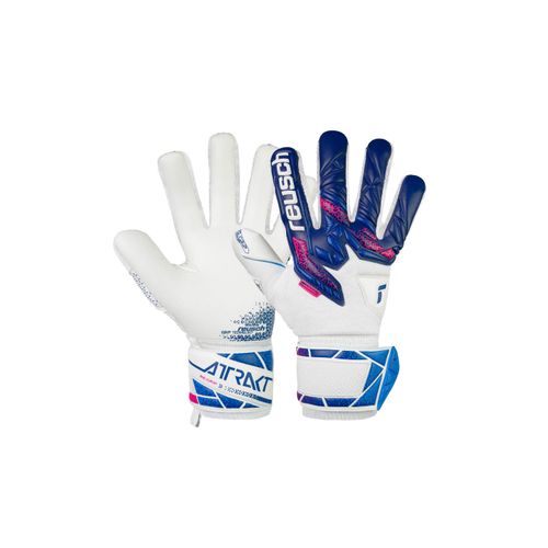 4060485560549 - Torwarthandschuhe REUSCH Attrakt REGRIP NC Damen Gr 10 weiß (weiß blau) 49% Elastodien 33% Polyester 3% Polyurethan 1% Baumwolle mehrfarbig Handschuhe mit Negative Cut