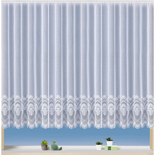 4005385844887 - Gardine WECKBRODT Napoli weiß B450cm H175cm Polyester Gardinen halbtransparent Store strukturiert