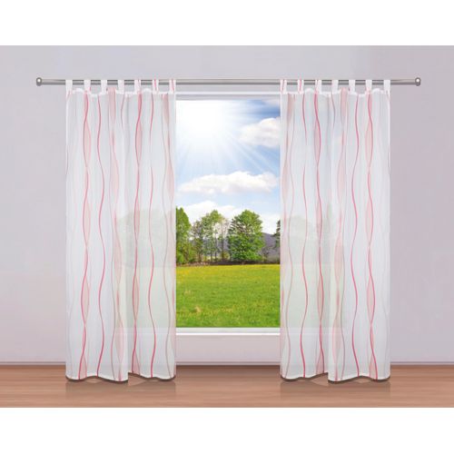 6941446601427 - Gardine MY HOME DIMONA Gr 4 rosa (weiß rosé) B140cm H245cm Voile Polyester Gardinen 2-er Set Voile Polyester Wellen