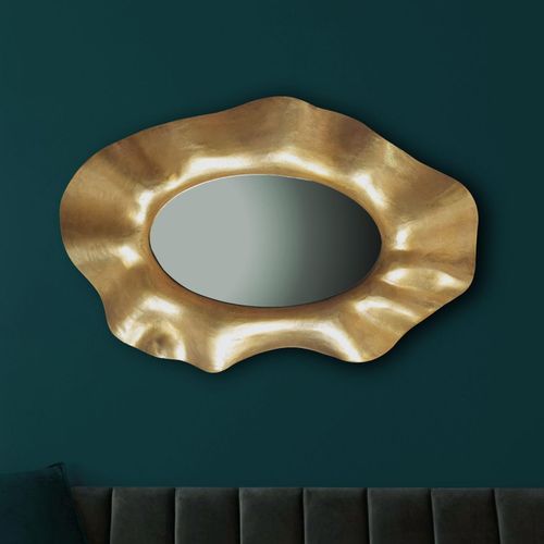 4251757723162 - Finebuy - Wandspiegel Asymmetrisch 60x90 cm Metall Design Hängespiegel Gold Aluminium Dekospiegel Unförmig mit Rahmen Spiegel Wand Groß 4251757723162 - Finebuy - Wandspiegel Asymmetrisch 60x90 cm Metall Design Hängespiegel Gold Aluminium Dekospiegel Unförmig mit Rahmen Spiegel Wand Groß